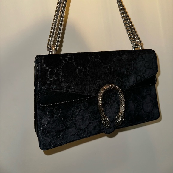 Velvet GG Monogram medium Dionysus Shoulder Bag Black - Picture 3 of 6